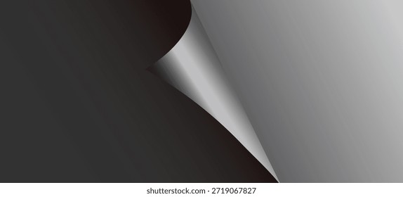 Um efeito de curvatura de página cinza escuro elegante revelando um fundo cinza claro suave embaixo