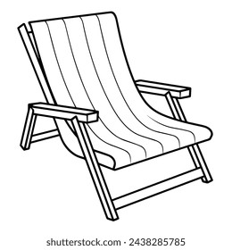 Sleek deck chair outline icon in scalable vector format for easy use.