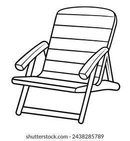 Sleek deck chair outline icon in scalable vector format for easy use.