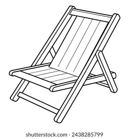 Sleek deck chair outline icon in scalable vector format for easy use.