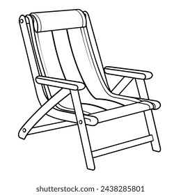 Sleek deck chair outline icon in scalable vector format for easy use.