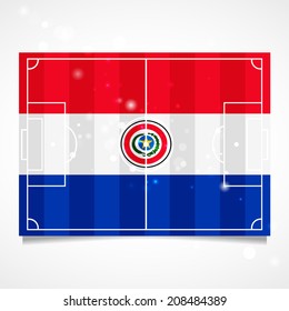 Sleek design of a football field.  National Day. Vector.  Flag of Paraguay
