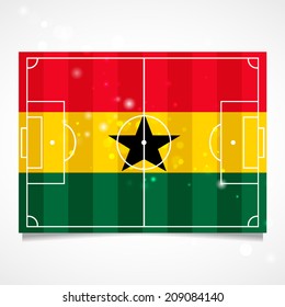 Sleek design of a football field.  National Day. Vector.  Flag of Ghana