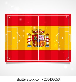 Sleek design of a football field. Vector. Flag of Spain