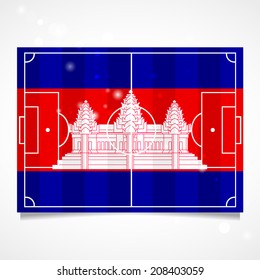 Sleek design of a football field. Vector.  Flag of Cambodia