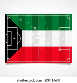 Sleek design of a football field. Vector.  Flag of Kuwait