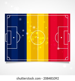 Sleek design of a football field. Vector.  Flag of Chad