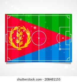 Sleek design of a football field. Vector.   Flag of Eritrea