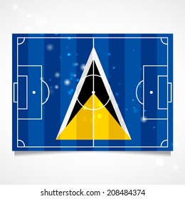 Sleek design of a football field. Vector.  Flag of Saint Lucia