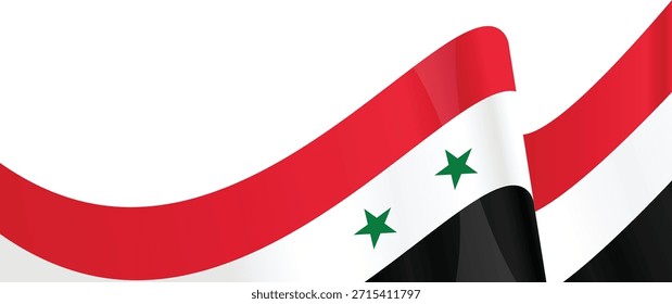 Diseño elegante de la bandera siria con colores vibrantes y estrellas icónicas.