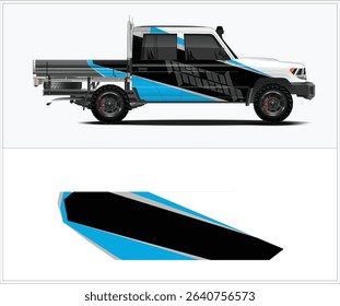 Sleek design for a utility truck wrap, featuring a black, white, and cyan color scheme with sharp geometric lines.
