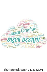 Sleek Design word cloud. Wordcloud made with text only.