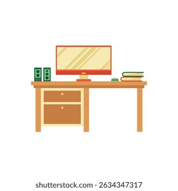 A Sleek Desk Holding a Modern Computer and Monitor