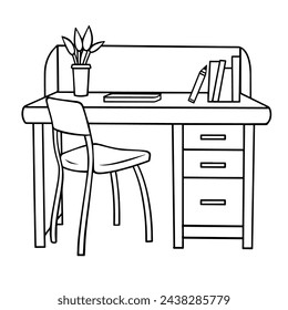 Sleek desk outline icon in scalable vector format for easy use.