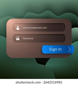 Um formulário de logon digital elegante com campos de entrada para email de nome de usuário e senha, acompanhado por ícones de usuário e cadeado