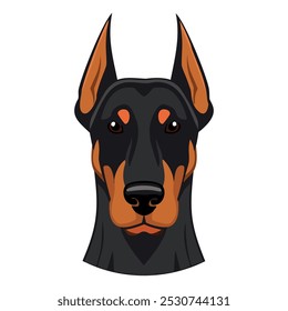 Sleek Doberman Pinscher Head Vector Art