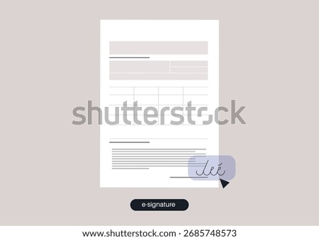 A sleek document displaying an area designated for electronic signatures, designed for efficiency and convenience in processing important agreements or contracts