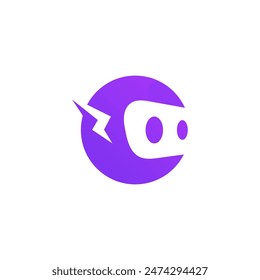 A sleek and dynamic logo of a mascot robot head in a modern style