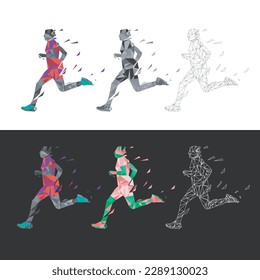 A sleek and dynamic polygonal runner vector file, perfect for creating high-energy graphics and animations. Its sharp lines and bold design make it stand out in any project.