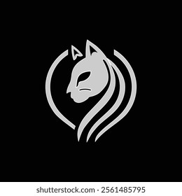 Sleek and Elegant Cat Logo Modern Design with Sharp Minimalist Lines and Embossed Effect on Clean Black Background, and Emphasizes Premium Brand Aesthetics
