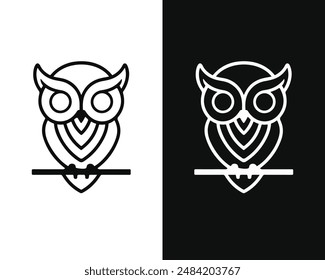 Una mascota de Vector de búho minimalista elegante y elegante, perfecta para logotipos o iconos. Sus líneas limpias y su diseño moderno lo hacen versátil y visualmente atractivo para diversos propósitos de marca.