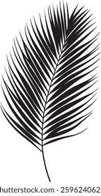 A sleek and elegant palm leaf silhouette design, symbolizing tropical vibes, relaxation, and nature’s beauty. Perfect for a minimalist, beach-inspired T-shirt.