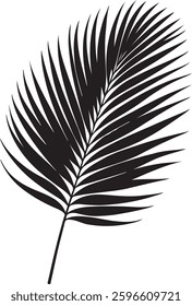 A sleek and elegant palm leaf silhouette design, symbolizing tropical vibes, relaxation, and nature’s beauty. Perfect for a minimalist, beach-inspired T-shirt.