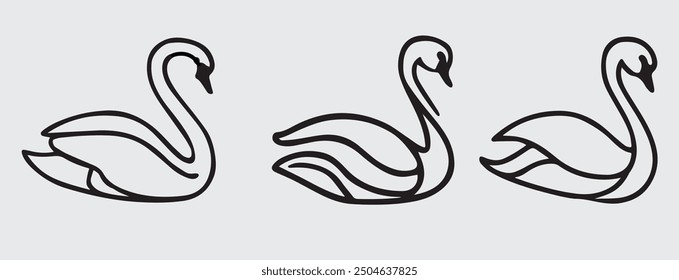 a sleek and elegant vector art logo featuring a swan in silhouette