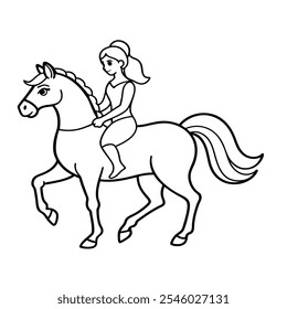 A sleek and elegant vector illustration of a horse in side profile, showcasing its strong, muscular build and graceful stance. The design features smooth, flowing lines, emphasizing the horse's