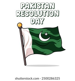 Elegante Elegante Ondulado Pakistán Bandera Con Resolución Día Concepto Sobre Fondo Blanco Ilustración vectorial