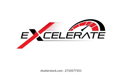 Ein schlankes und energisches Accelerate-Logo mit fetten Rennlinien und einer Tachografik.