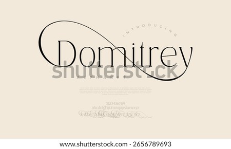 Sleek and expressive serif font with sweeping strokes and high contrast, ideal for editorials and personal branding