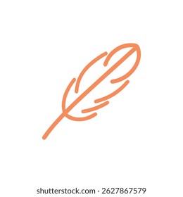 A sleek feather line art in peach color offers a minimalist and delicate touch. Its simple and elegant design makes it perfect for various creative projects on white background.