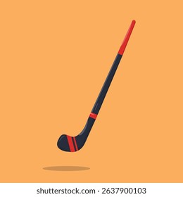 Sleek field hockey stick vector in minimalist style. Ideal for sports logos, posters, or fitness graphics. Use in print or digital media
