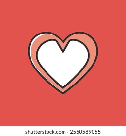 A sleek flat line heart icon vector design, symbolizing love and care, perfect for modern, minimalist, and romantic-themed projects.