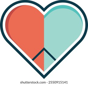 A sleek flat line heart icon vector design, symbolizing love and care, perfect for modern, minimalist, and romantic-themed projects.