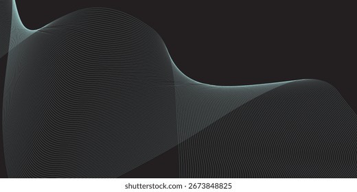 Uma linha abstrata ciano elegante e fluente, representada digitalmente com um gradiente sutil, criando um elemento visual dinâmico e minimalista.