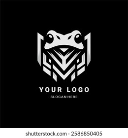 A sleek and futuristic frog logo with sharp geometric lines, ideal for tech, gaming, security, or branding. A bold and professional vector design with a modern touch.