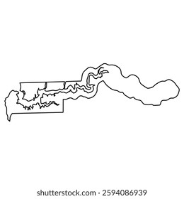 Sleek Gambia Outline, Minimalist Map in Black Silhouette