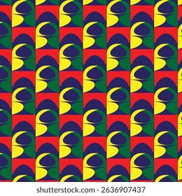 A sleek geometric pattern showcasing green and red semi-circles in a structured layout. Ideal for art lovers and contemporary design enthusiasts.