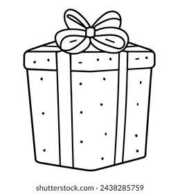 Elegantes Geschenkbox-Outline-Symbol im skalierbaren Vektorformat für einfache Verwendung.
