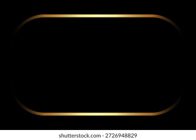 Un elegante borde dorado brillante con esquinas suavemente redondeadas sobre un fondo negro profundo, que ofrece un elemento de diseño moderno y opulento.