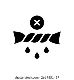 Sleek glyph icon of do not squeeze warning