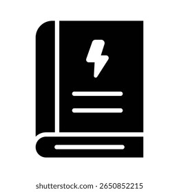 Ein schlankes Glyphe-Symbol für ein elektrisches Buch zum Lernen