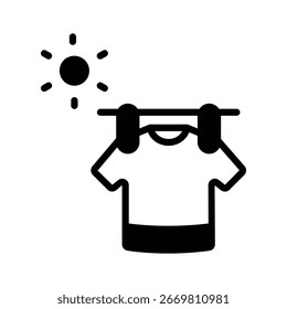 Icono elegante del glifo de la camisa colgante de aleteo