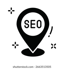 Icono de glifo elegante del Plan SEO local basado en la ubicación