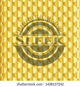 Sleek gold emblem. Scales pattern. Vector Illustration. Detailed.