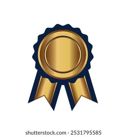 A sleek gold medal with a navy blue ribbon, representing accomplishment and prestige. Ideal for use in business or educational contexts to mark excellence, awards, or achievement recognition.