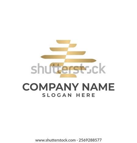 A sleek, golden abstract logo featuring overlapping lines arranged in a dynamic, radiating pattern. The design evokes a sense of energy, movement, and sophistication.