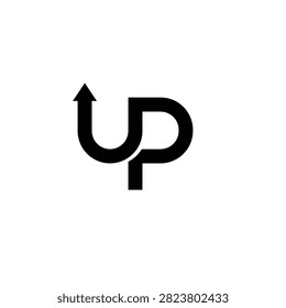 A sleek graphic design featuring the word 'UP' with an arrow incorporated, representing advancement, positive movement, and future success.